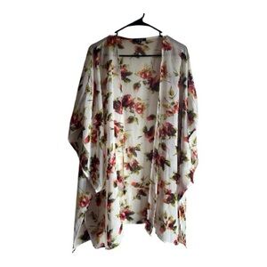 Ambiance Size 2X White Floral Kimono